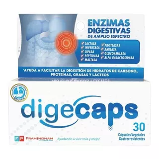 Digecaps X 30 Capsulas Enzimas Digestivas Sabor Sin Sabor