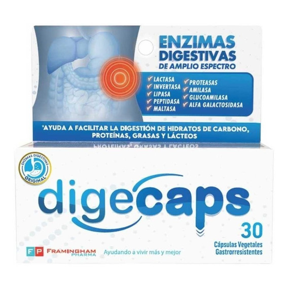 Digecaps X 30 Capsulas Enzimas Digestivas Sabor Sin sabor