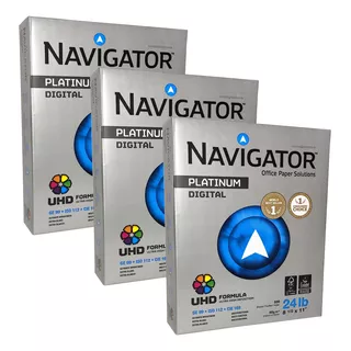 Papel Bond Carta Navigator 90gr 3 Paquetes (1500 Hojas)