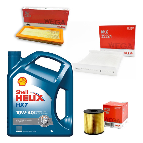 Kit 3 Filtros + 4l Aceite Shell 10w40 Fiat Qubo Wega