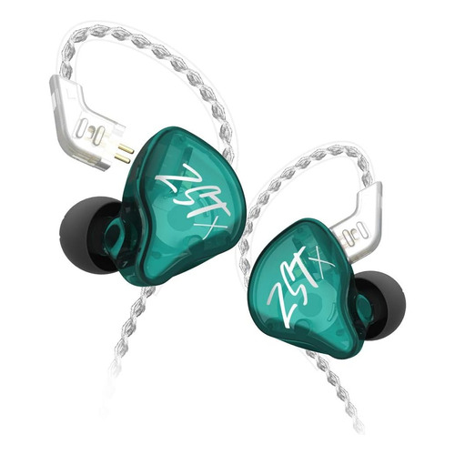 Auriculares In-ear Gamer Kz Zst X Sin Mic Negro Color Verde Luz Cyan