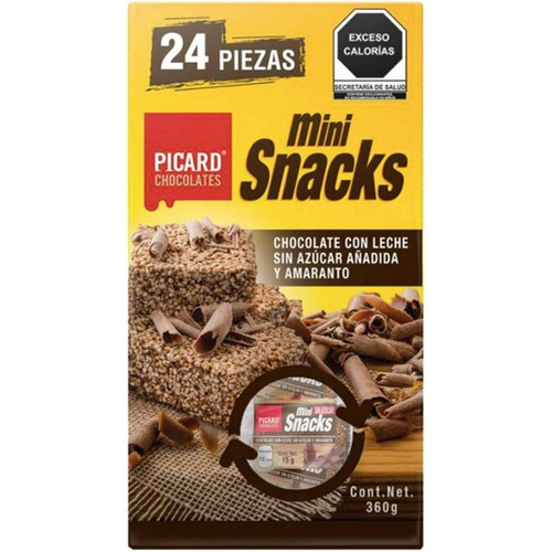 Picard Mini Snacks Chocolate Con Leche Y Amaranto 24 Pzs