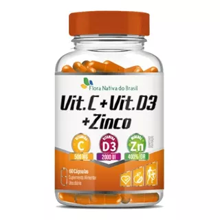 Vitamina C D3 E Zinco 60 Cápsulas Flora Nativa