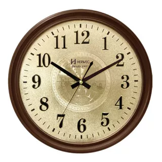 Relógio De Parede Classico Dourado Marrom Herweg 6468 084