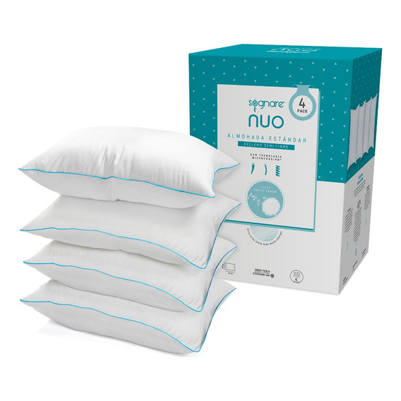 Sognare® Nuo 4 Pack Almohada Estándar Relleno Semi Firme 