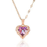 Collar Mujer Oro Rosa Corazón Elegante Dije Colgante Chapado En Oro 18 K Con Zirconia Cúbica Regalo Novia Esposa Mama Cumpleaños Aniversario