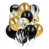 Set 12 Globos Premium Mix Negro-dorado Retira Las Condes