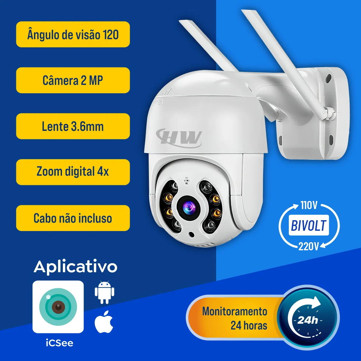 Kit 2câmera Ip Icsee Prova D'água Infravermelho Externa Wifi - HW - Imagem 4