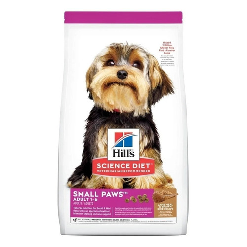  Hill's Pet Nutrition science diet alimento adult small paws para perro adulto de raza pequeña sabor cordero y arroz en bolsa de 2.04kg