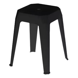 Banqueta Plástico Apilable Reforzado Premium Negro X4 Unid