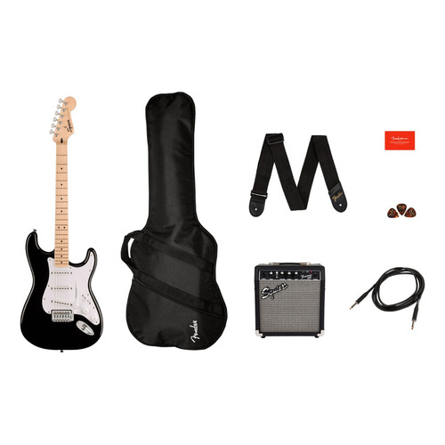 Squier Sonic Stratocaster Paquete Guitarra Eléctrica Negra Orientación de la mano Diestro