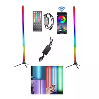 Luz Lampara Pie X2 Esquinero Led Rgb Audioritmico Bluethoot 