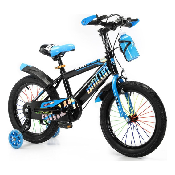Bicicleta Entrenadora De Niños Aeiou Qk-15 Portabotella R12 Color Azul Tamaño Del Cuadro 12