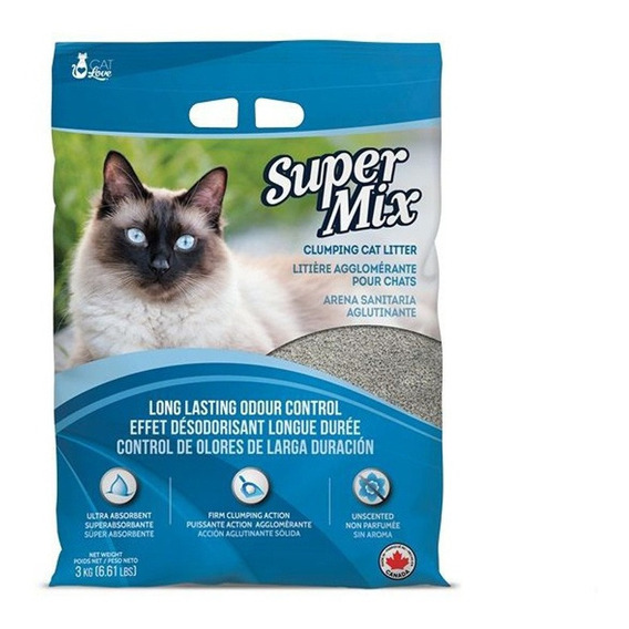 Arena Gato Aglomerante Super Mix 18kg + 3 Pate