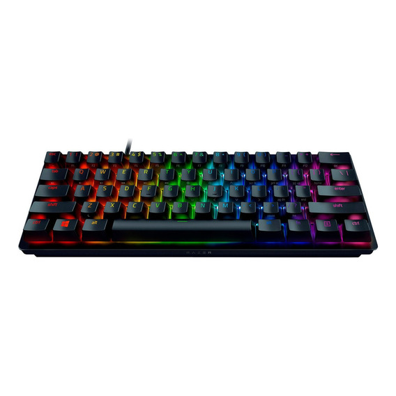Teclado gamer inalámbrico Razer Huntsman Mini QWERTY inglés US color negro con luz RGB