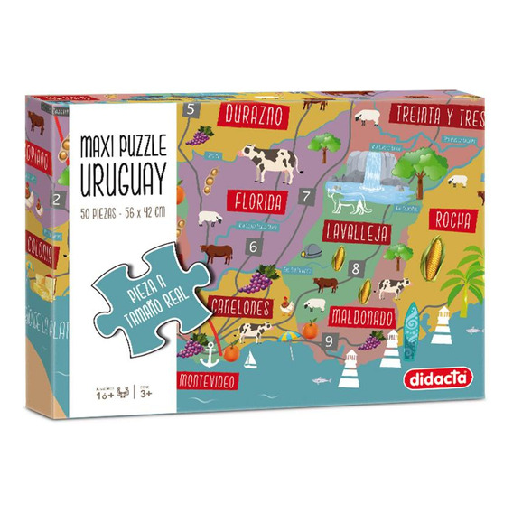 Puzzle Didacta Mapa De Uruguay 50 Piezas