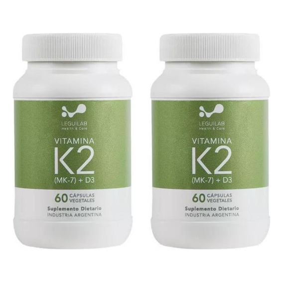 Vitamina K2 (mk7) + Vitamina D3 Leguilab 60 Capsulas Sabor Neutro Pack X2