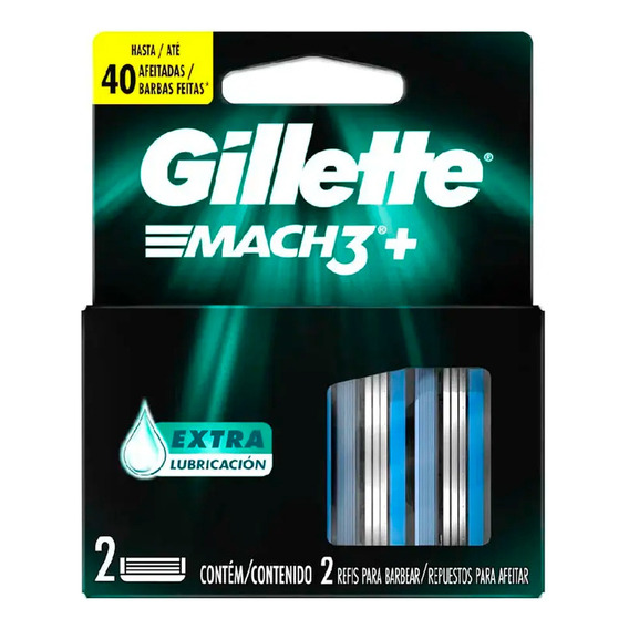 Gillette Mach3 Repuestos Para Afeitar Extra Lubricación X2