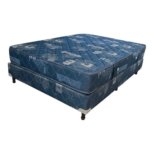 Conjunto Sommier Maxiking Espejo de Luna 2 plazas 190cmx130cm Resortes Con Doble Pillow