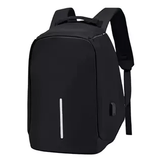 Mochila Antirrobo Impermeable Porta Notebook Usb Anticorte Color Negro Diseño De La Tela Liso