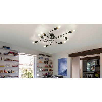 Araña 8 Luces Brazos Vintage  Lamparas  Fz Sf Negro