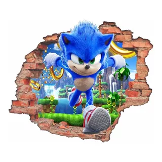 Adesivo Parede 3d Sonic Mod1  (1,40m X 1,25cm)