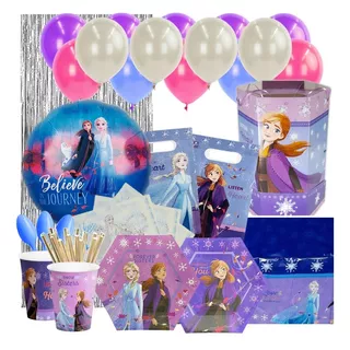 Set Decoración Fiesta + Globos + Piñata Motivo Frozen 6 Pers