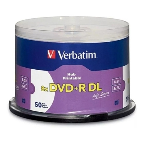 Dvd+r Dl Doble Capa Verbatim Imprimible 8.5 Gb 8x Con 50 Pz