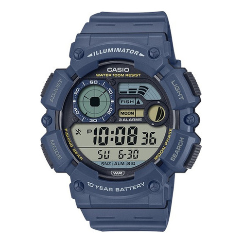 Reloj Casio Digital  Ws-1500h Datos Lunares Modo De Pesca Color De La Malla Azul