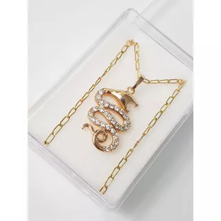 Vibora Collar Oro Con Cristal Swarovski +cadena 60 Cm+estuch