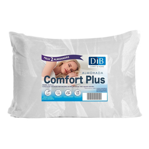 Pack 2 Almohadas Dib Comfort Plus 50x70 Color Blanco