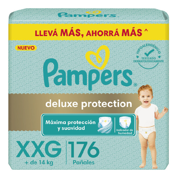 Combo Pañales Pampers Deluxe Protection Talle Xxg X 176 Un 