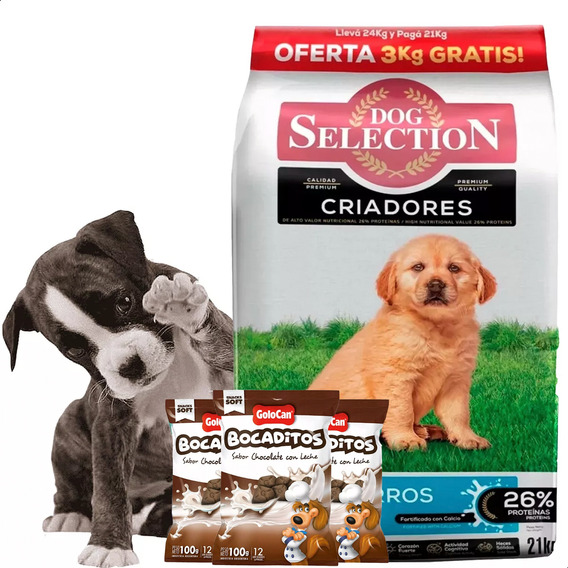 Dog Selection Cachorros 21 + 3kg + Bocaditos Golocan X3