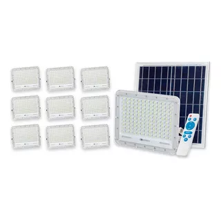 Pack X10 Foco Reflector Led 60w C/panel Solar Luz Exterior
