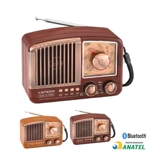 Radio portátil retro vintage recargable Bluetooth Am Fm