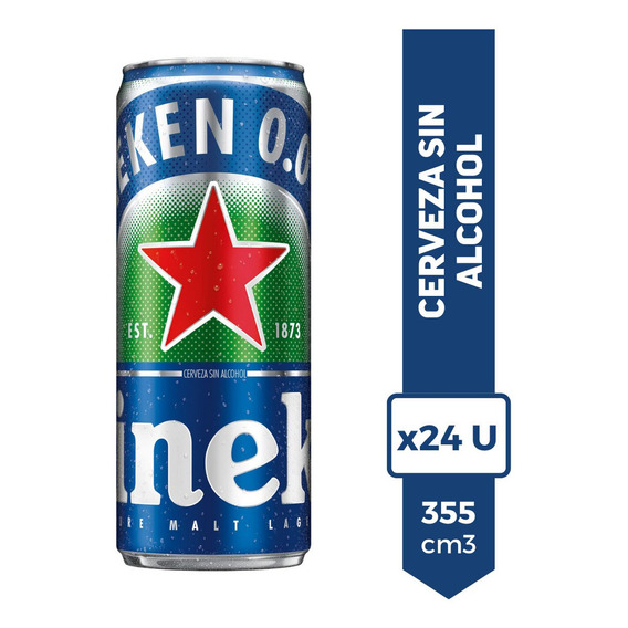 Cerveza Heineken Sin Alcohol 0.0% Lata 355ml Pack X24