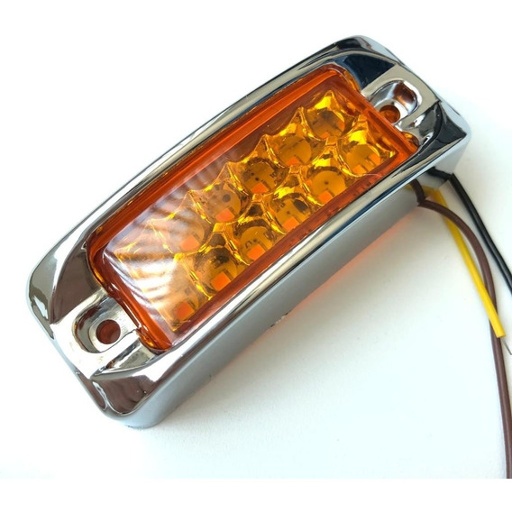 Plafon 12 Leds Lateral Con Estrobo Bisel Cromo Ambar