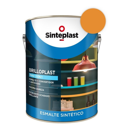 Esmalte Sintético + Convertidor Brilloplast 3 En 1 1lts Acabado Brillante Color Castaño