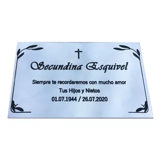 Placa Bronce Funeraria, Cementerio, Nicho, Lapida,tumba 15x8