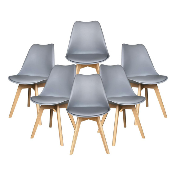 Set 6 Sillas Eames Tulip Asiento Acolchado Minimalista