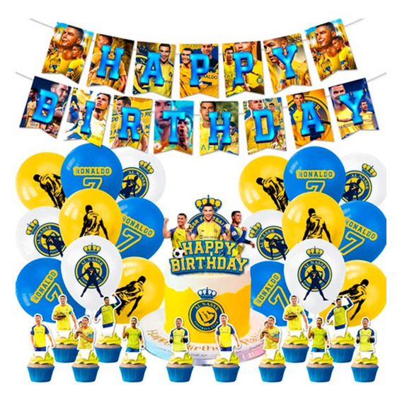 Kit Cumpleaños Cristiano Ronaldo Al Nassr Cotillón Globos