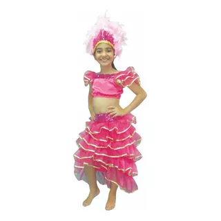 Disfraz  Vestido Conjunto Rumbera Niñas Carnaval