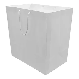 10 Sacola De Papel Branco Alça Cordão Grande