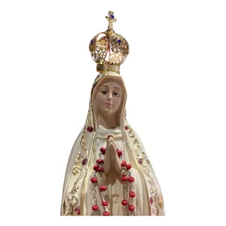 Nossa Senhora De Fátima 40cm - Coroa Folheada E Terço