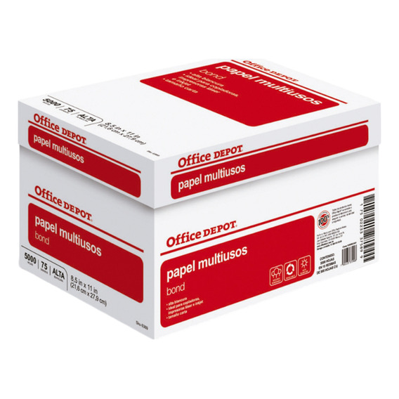 Caja De Papel Office Depot 5000 Hojas Color Blanco