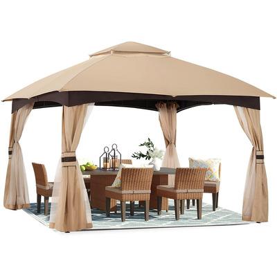 Gazebo De 8x8ft Para Jardin Color Caqui Marca Abccanopy