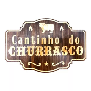 Placa Decorativa Cantinho Do Churrasco Em Madeira Entalhada
