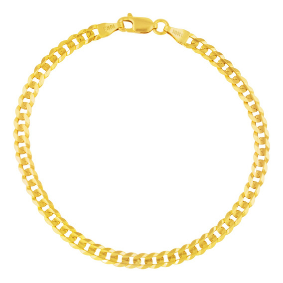 Pulso Pulsera Barbada Oro Solido 10k 5.2mm 21cm Italiano Color Dorado Diámetro 7 cm Largo 21 cm