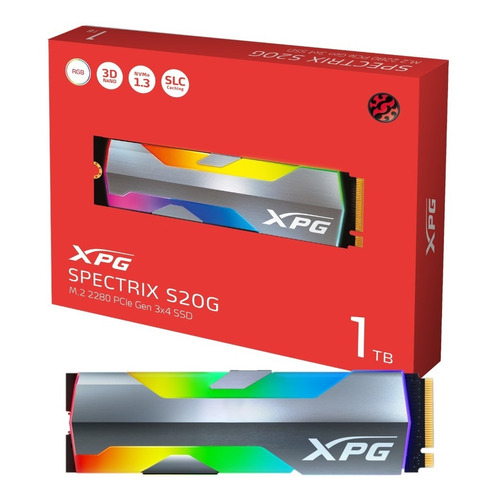 Disco Solido Ssd 1 Tb Xpg Spectrix S20g Rgb M.2 Nvme Pci-e Color Negro