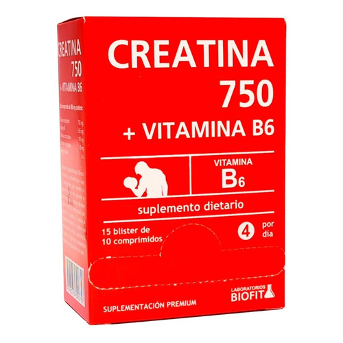 Creatina 750 + Vitamina B 6 (150 Compr) Laborat. Biofit - Dw Sabor Sin sabor